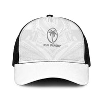 Fiji Rugby Baseball Net Cap Tapa Tribal Motifs Sporty Style LT03 One Size Black White - Polynesian Pride