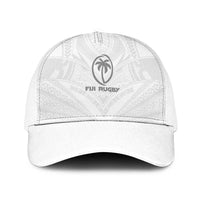 Fiji Rugby Baseball Net Cap Tapa Tribal Motifs Sporty Style LT03 One Size White White - Polynesian Pride