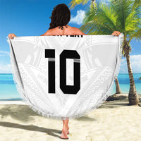 Custom Fiji Rugby Beach Blanket Tapa Tribal Motifs Sporty Style - Polynesian Pride