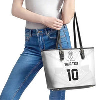 Custom Fiji Rugby Leather Tote Bag Tapa Tribal Motifs Sporty Style - Polynesian Pride