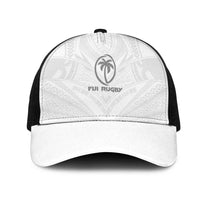 Fiji Rugby Mesh Trucker Cap Tapa Tribal Motifs Sporty Style LT03 One Size Black White - Polynesian Pride