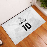 Custom Fiji Rugby Rubber Doormat Tapa Tribal Motifs Sporty Style - Polynesian Pride