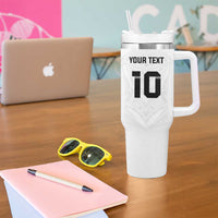 Custom Fiji Rugby Tumbler With Handle Tapa Tribal Motifs Sporty Style - Polynesian Pride