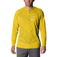 Custom Niue Rugby Button Sweatshirt Hiapo Tribal Motifs Sporty Style - Polynesian Pride