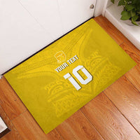 Custom Niue Rugby Rubber Doormat Hiapo Tribal Motifs Sporty Style - Polynesian Pride