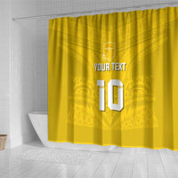 Custom Niue Rugby Shower Curtain Hiapo Tribal Motifs Sporty Style - Polynesian Pride