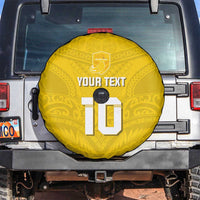 Custom Niue Rugby Spare Tire Cover Hiapo Tribal Motifs Sporty Style - Polynesian Pride