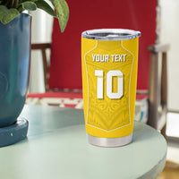 Custom Niue Rugby Tumbler Cup Hiapo Tribal Motifs Sporty Style - Polynesian Pride