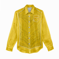 Custom Niue Rugby Women Casual Shirt Hiapo Tribal Motifs Sporty Style - Polynesian Pride