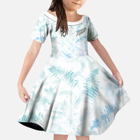 Custom New Zealand Football Kid Short Sleeve Dress The Whites-Aotearoa Inspired - Polynesian Pride