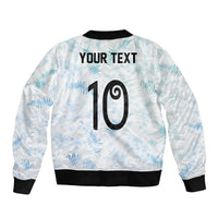 Custom New Zealand Football Sleeve Zip Bomber Jacket The Whites-Aotearoa Inspired - Polynesian Pride