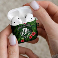 Custom Hawaii Volleyball AirPods Case Kakau Abstract and Tropical Plants Green Color LT03 - Polynesian Pride