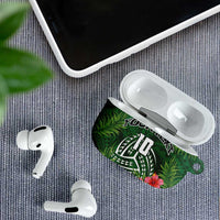 Custom Hawaii Volleyball AirPods Case Kakau Abstract and Tropical Plants Green Color LT03 - Polynesian Pride