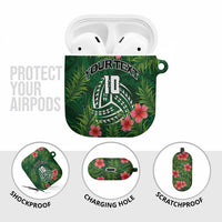 Custom Hawaii Volleyball AirPods Case Kakau Abstract and Tropical Plants Green Color LT03 - Polynesian Pride
