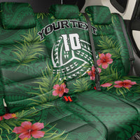 Custom Hawaii Volleyball Back Car Seat Cover Kakau Abstract and Tropical Plants Green Color - Polynesian Pride