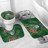 Custom Hawaii Volleyball Bathroom Set Kakau Abstract and Tropical Plants Green Color - Polynesian Pride