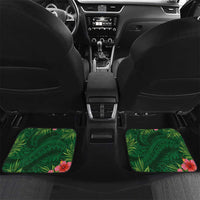 Custom Hawaii Volleyball Car Mats Kakau Abstract and Tropical Plants Green Color - Polynesian Pride