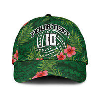 Custom Hawaii Volleyball Classic Cap Kakau Abstract and Tropical Plants Green Color LT03 Universal Fit Green - Polynesian Pride
