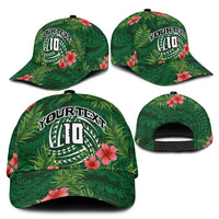 Custom Hawaii Volleyball Classic Cap Kakau Abstract and Tropical Plants Green Color LT03 - Polynesian Pride