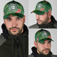 Custom Hawaii Volleyball Classic Cap Kakau Abstract and Tropical Plants Green Color LT03 - Polynesian Pride
