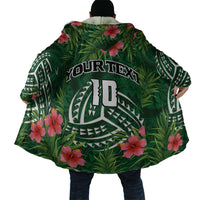 Custom Hawaii Volleyball Cloak Kakau Abstract and Tropical Plants Green Color - Polynesian Pride