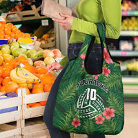 Custom Hawaii Volleyball Grocery Bag Kakau Abstract and Tropical Plants Green Color LT03 - Polynesian Pride
