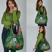 Custom Hawaii Volleyball Grocery Bag Kakau Abstract and Tropical Plants Green Color LT03 - Polynesian Pride