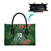 Custom Hawaii Volleyball Leather Bag Kakau Abstract and Tropical Plants Green Color - Polynesian Pride