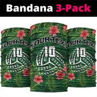 Custom Hawaii Volleyball Neck Gaiter Kakau Abstract and Tropical Plants Green Color - Polynesian Pride