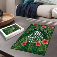 Custom Hawaii Volleyball Puzzle Kakau Abstract and Tropical Plants Green Color - Polynesian Pride