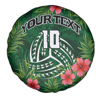 Custom Hawaii Volleyball Spare Tire Cover Kakau Abstract and Tropical Plants Green Color - Polynesian Pride