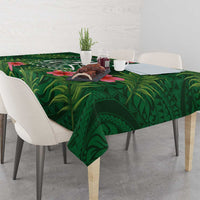 Custom Hawaii Volleyball Tablecloth Kakau Abstract and Tropical Plants Green Color LT03 - Polynesian Pride