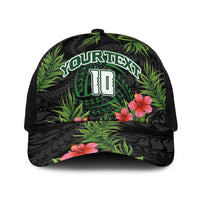 Custom Hawaii Volleyball Baseball Net Cap Kakau Abstract and Tropical Plants Black Color LT03 One Size Black Black - Polynesian Pride
