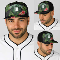 Custom Hawaii Volleyball Baseball Net Cap Kakau Abstract and Tropical Plants Black Color LT03 - Polynesian Pride