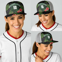 Custom Hawaii Volleyball Baseball Net Cap Kakau Abstract and Tropical Plants Black Color LT03 - Polynesian Pride