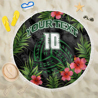 Custom Hawaii Volleyball Beach Blanket Kakau Abstract and Tropical Plants Black Color LT03 One Size 150cm Black - Polynesian Pride