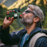 Custom Hawaii Volleyball 4 in 1 Can Cooler Tumbler Kakau Abstract and Tropical Plants Black Color - Polynesian Pride