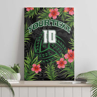 Custom Hawaii Volleyball Canvas Wall Art Kakau Abstract and Tropical Plants Black Color - Polynesian Pride