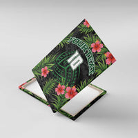 Custom Hawaii Volleyball Canvas Wall Art Kakau Abstract and Tropical Plants Black Color - Polynesian Pride