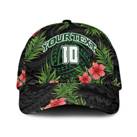 Custom Hawaii Volleyball Classic Cap Kakau Abstract and Tropical Plants Black Color LT03 Universal Fit Black - Polynesian Pride