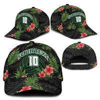 Custom Hawaii Volleyball Classic Cap Kakau Abstract and Tropical Plants Black Color LT03 - Polynesian Pride