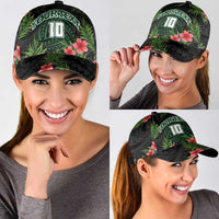 Custom Hawaii Volleyball Classic Cap Kakau Abstract and Tropical Plants Black Color LT03 - Polynesian Pride