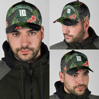 Custom Hawaii Volleyball Classic Cap Kakau Abstract and Tropical Plants Black Color LT03 - Polynesian Pride