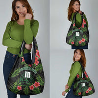 Custom Hawaii Volleyball Grocery Bag Kakau Abstract and Tropical Plants Black Color LT03 - Polynesian Pride