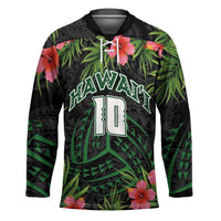 Custom Hawaii Volleyball Hockey Jersey Kakau Abstract and Tropical Plants Black Color LT03 Unisex Black - Polynesian Pride