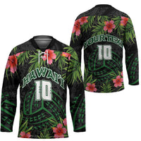 Custom Hawaii Volleyball Hockey Jersey Kakau Abstract and Tropical Plants Black Color LT03 - Polynesian Pride