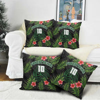 Custom Hawaii Volleyball Pillow Cover Kakau Abstract and Tropical Plants Black Color - Polynesian Pride