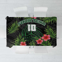 Custom Hawaii Volleyball Tablecloth Kakau Abstract and Tropical Plants Black Color LT03 Black - Polynesian Pride