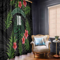 Custom Hawaii Volleyball Window Curtain Kakau Abstract and Tropical Plants Black Color - Polynesian Pride