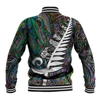 New Zealand Baseball Jacket Aotearoa Symbols With Silver Fern LT03 - Polynesian Pride